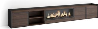 Skraut Home Skraut Home - Mueble Tv, Televisi&oacute;n, Muebles De Sal&oacute;n, Almacenaje, 315x35x50cm, Para Tv Hasta 80, Chimenea El&eacute;ctrica Xxl, Estilo Moderno, Roble Oscuro