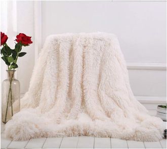 OEM Manta De Pelo Largo De Piel Sint&eacute;tica, Supersuave, C&oacute;moda Y Elegante, Para Sof&aacute;, Sill&oacute;n Y Cama (blanca, 160 X 200 Cm)