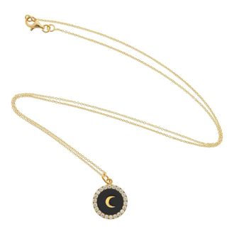 Eye M By Ileana Makri Womens Moon Crystal Necklace In Black