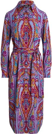 Lauren Ralph Lauren paisley-pattern buttoned shirt midi dress - Purple
