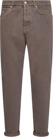 Brunello Cucinelli logo-patch five-pocket jeans - Brown