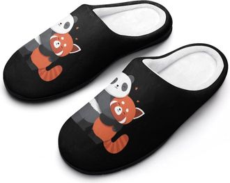 Generic Panda And Red Panda Cute Hug Funny Womens Cotton Slippers Shoes Novelty Soft Non-Slip Sole Home Shoe