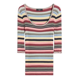 Max Mara Round-neck Knitwear, female, Multicolor, Size: L Guglia Ribbed Jumper