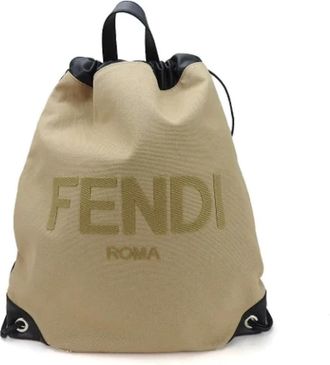 Fendi Pre-owned Canvas fendi-bags - Dames - Vintage Rugzakken - Beige - ONE Size - Leer - Vintage