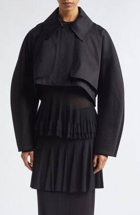 Ashlyn Beckett Crop Cotton Sateen Swing Jacket in Black at Nordstrom, Size Medium