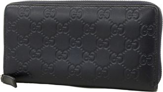 Gucci Navy Leather Long Wallet (Bi-Fold) (Pre-Owned)