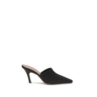 Amina Muaddi Black Silk Womens Sandals