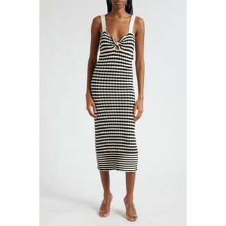 Ramy Brook Jessa Metallic Stripe Sweater Dress in Black/ivory Stripe at Nordstrom Rack, Size Xx-Small