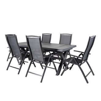 ED&Egrave;N JARD&Iacute; Conjunto de mesas y sillas de exterior extensible aluminio antracita