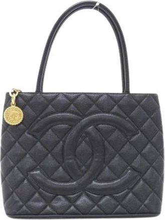 Chanel Pre-owned Vintage Tote Bag - Dames - Vintage Shopper - Zwart - ONE Size - Leer - Vintage