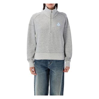 Isabel Marant Hoodies & sweatvesten, Dames, Grijs, S, Katoen, Ross Half Zip Sweatshirt