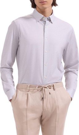 Bugatchi Jules OoohCotton Check Button-Down Shirt in Limestone at Nordstrom, Size Xxx-Large