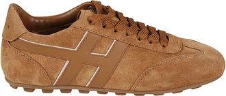 Hogan Brown H693 Calf Leather Low-Profile Sneakers