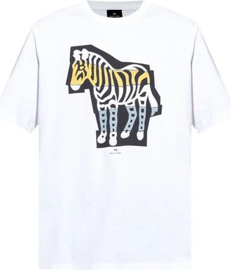 Paul Smith Zebra Print Witte T-shirts en Polos - Heren - T-shirts - Wit - M - Tops