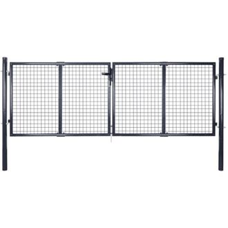 vidaXL Cancello per Giardino Rete in Acciaio Zincato 289x75 cm Grigio