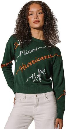 KADYLUXE Womens Green Miami Hurricanes Love Note Embroidered Pullover Sweater at Nordstrom, Size Xx-Large