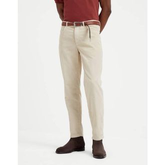 Brunello Cucinelli Mens Flax Seeds Cotton Straight Leg Trousers, Size 46