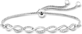 Ross-Simons Diamond Twist Bolo Bracelet in Sterling Silver