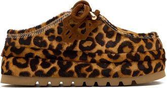 Naked Wolfe leopard-print suede shearling ankle boots - Brown
