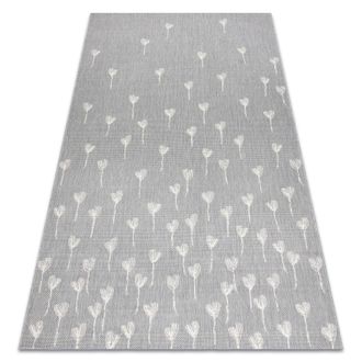 RugsX Rugsx - Alfombra De Cuerda Sisal Flat 48779/637 Flores Gris/crema Grey 120x170 Cm