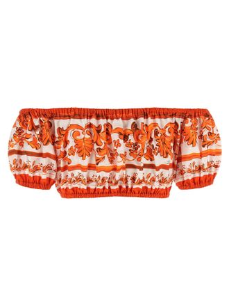 Dolce & Gabbana Maiolica-Print Cotton Poplin Blouse - Orange