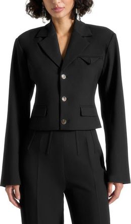 Mani&egrave;re De Voir Prisca Tailored Cropped Blazer in Black at Nordstrom, Size 12