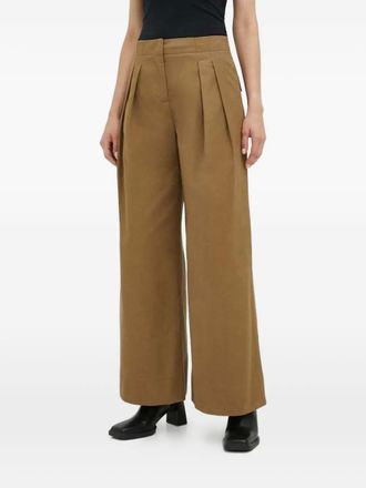 Lovechild Pantaloni a gamba ampia con pieghe - Marrone