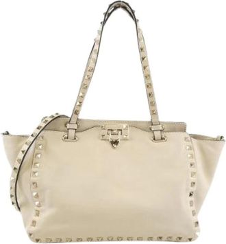 Valentino Pre-owned Handbags, female, Beige, Size: ONE SIZE Pre-owned Garavani Leather Handbag