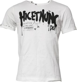 Dolce & Gabbana T-shirt met grafische print van katoen met ronde hals - Heren - T-shirts - Wit - S - Katoen - Tops