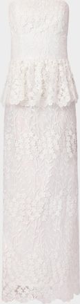 Shoshanna Lotus Lace Peplum Strapless Maxi Dress