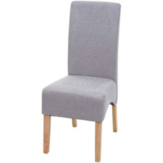 Hhg Non utilizzato] Sedia pranzo soggiorno Latina tessuto 102x44x44cm grigio chiaro gambe chiare
