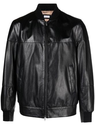 Brunello Cucinelli Leren bomberjack - Zwart