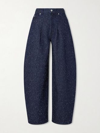 Jacquemus Jeans Barrel A Vita Alta Ovalo - Blu