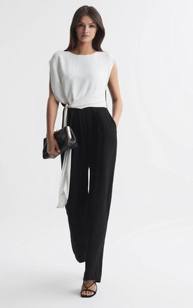 Reiss Alba Wide Leg Jumpsuit In Black