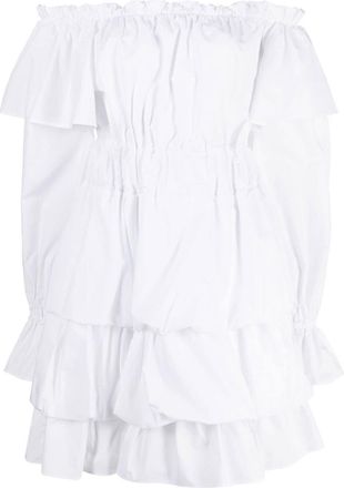 Philipp Plein tiered mini dress - women - Cotton - M - White