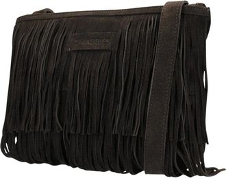 Shabbies Amsterdam Tassen, Dames, Bruin, ONE Size, Su&egrave;de, Festival Fringe Crossbody