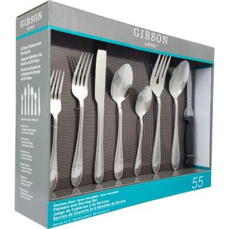Gibson Home Wilmington Plus 55-Piece Flatware Set in Silver at Nordstrom