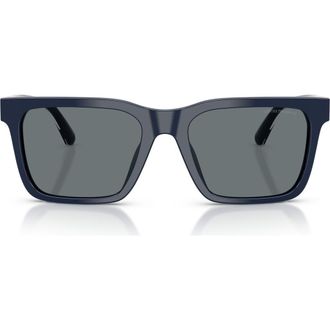 Emporio Armani 57mm Square Sunglasses in Shiny Blue /Dark Blue at Nordstrom