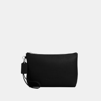 Coach Mens Pouch - Black Leather - One Size