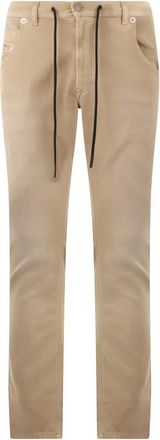 Diesel Slim-fit Trousers, male, Beige, Size: W32 Elegant Slim Pants in Denim