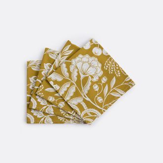 La Redoute Interieurs Set van 4 gewassen katoenen servetten, bloemenprint, LINDA