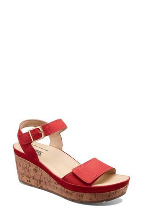 Samuel Hubbard Portola Two-Strap Wedge Sandal in Red Nubuck at Nordstrom, Size 10.5