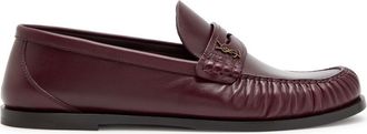 Saint Laurent Logo-plaque Leather Loafers - Burgundy - 41 (IT41 / UK8)