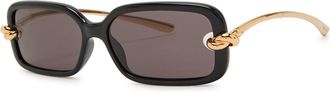 Bottega Veneta Narrow Rectangle-frame Sunglasses - Black - One Size