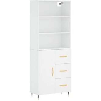vidaXL Credenza Bianca 69,5x34x180 cm in Legno Multistrato - Vidaxl