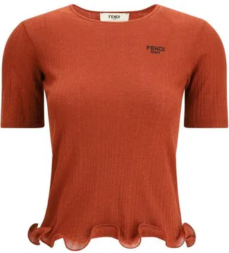 Fendi Geribbelde Rimpelzoom T-shirt