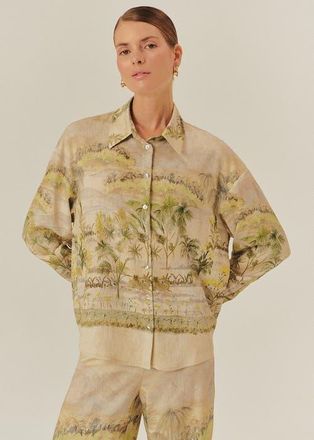 Exquise The Chic Coastal Inspired Shirt in Beige Patterned at Nordstrom, Size X-Small