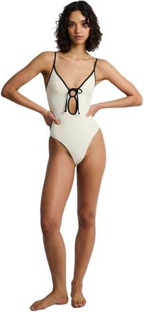 Onia Soleil Tie Front One-Piece in Egret at Nordstrom, Size X-Large