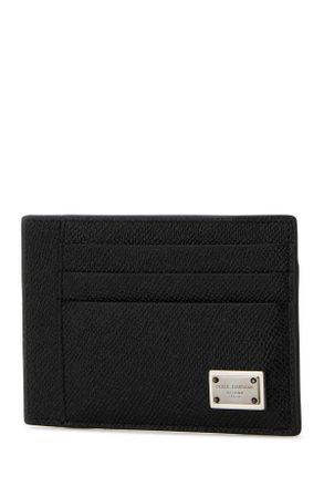 Dolce & Gabbana Mens Black Leather Card Holder Nero Portafogli