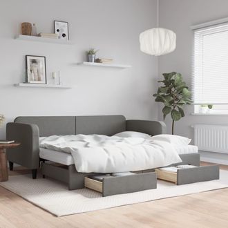 vidaXL Vidaxl - Sof&aacute; Cama Nido Con Cajones Tela Gris Oscuro 90x190 Cm